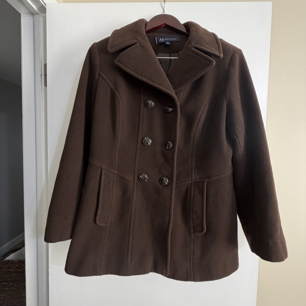 Anne Klein Chocolate Brown Pea Coat Size XL